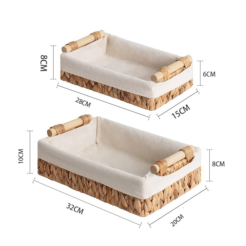 Wooden Handle Shallow Box Two Pieces Set